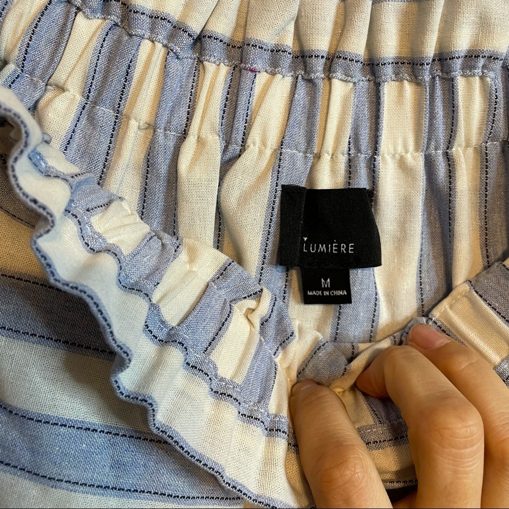 Lumiere Off Shoulder Ruffle Striped Blouse - Picture 5 of 10